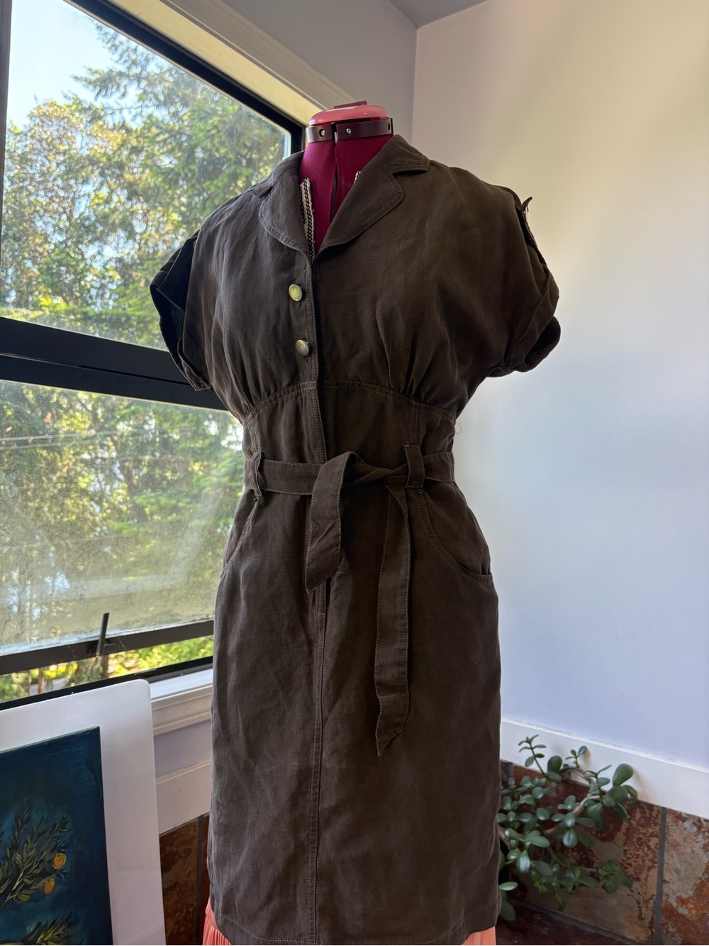 Brown Utility Belted Shirt Dress - Women